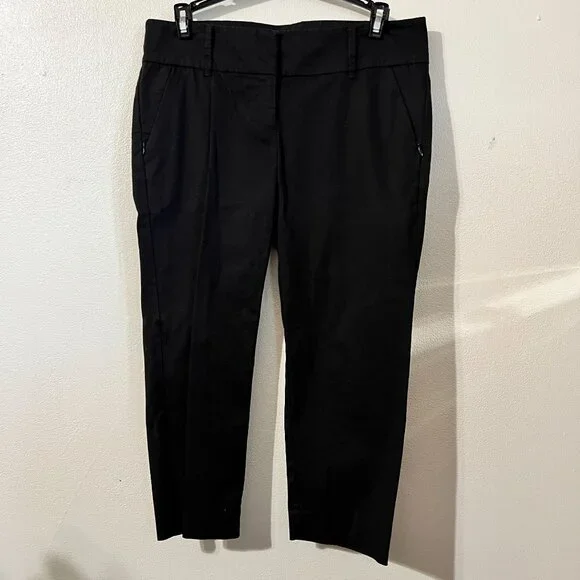 ann taylor black dress pants Ann Taylor Button Straight Leg Front-Pleat Black Dress Pants, Size 6